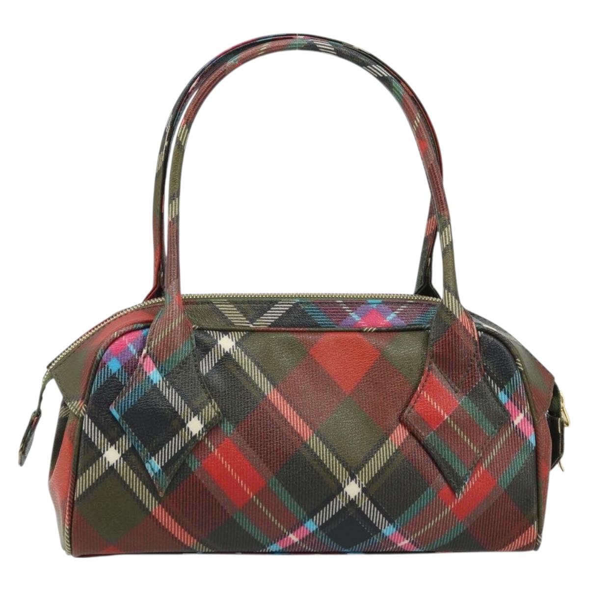 Vivienne Westwood Hand Bag PVC Canvas Red Gold Auth BAZ043A