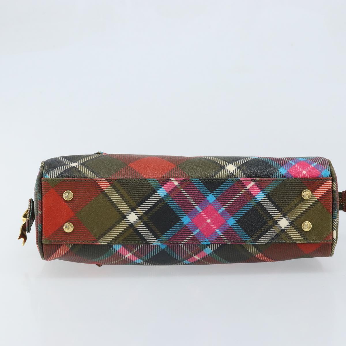 Vivienne Westwood Hand Bag PVC Canvas Red Gold Auth BAZ043A
