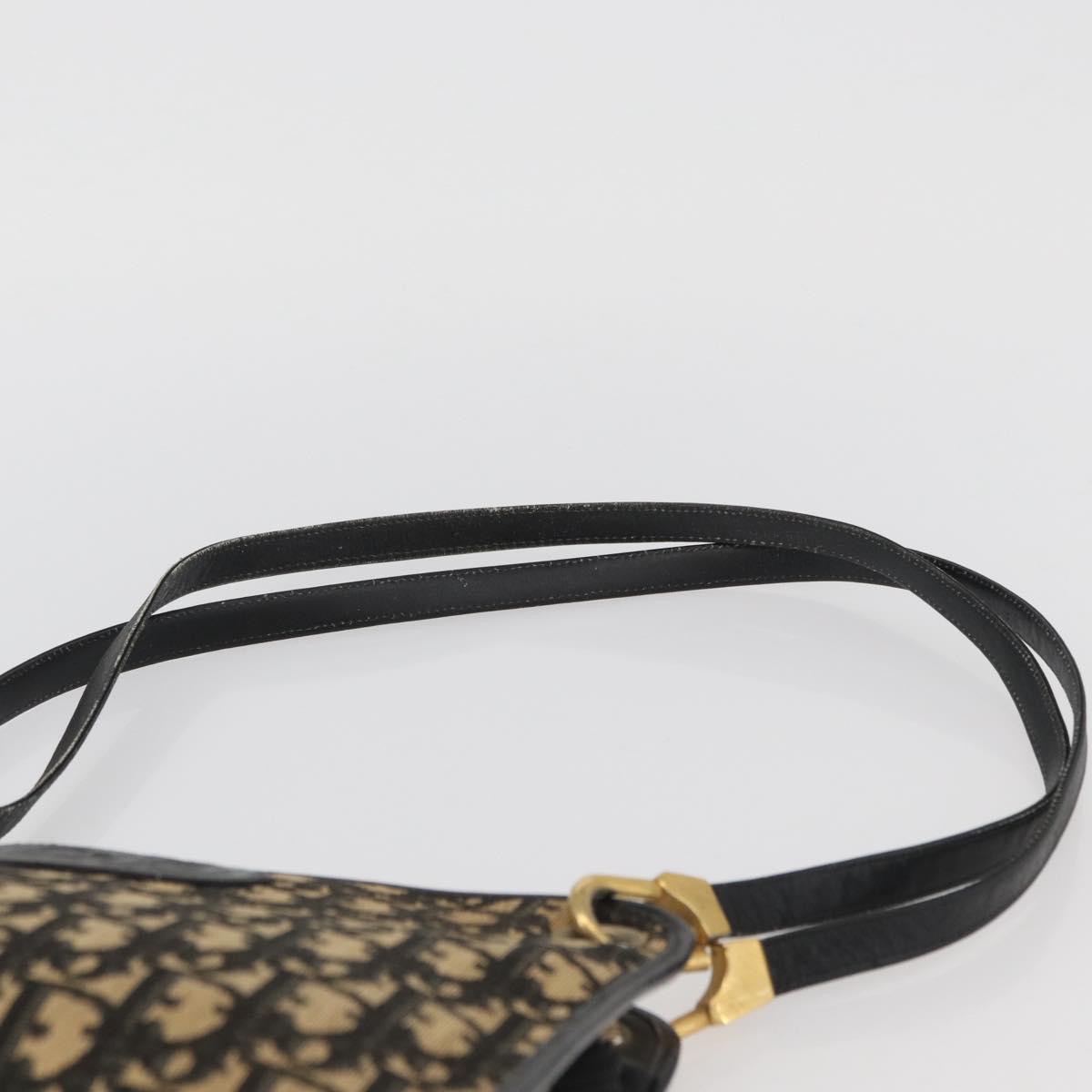 Christian Dior Trotter Canvas Shoulder Bag Navy Gold Auth BAZ047