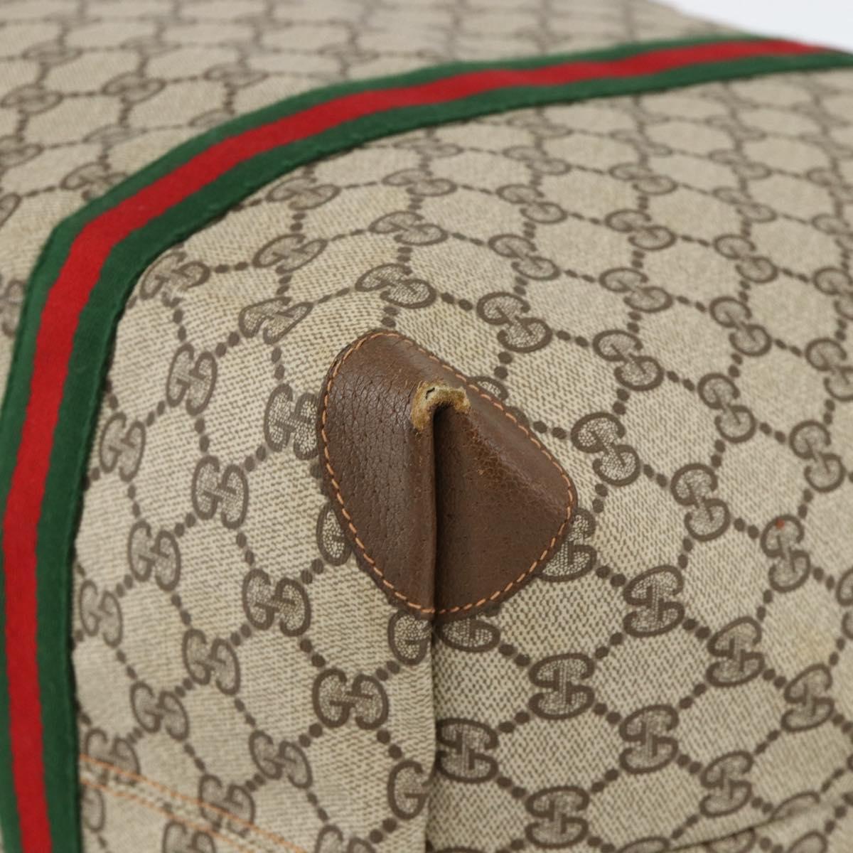 GUCCI GG Supreme Web Sherry Line Boston Bag PVC Beige Gold 89 19 012 Auth BAZ049