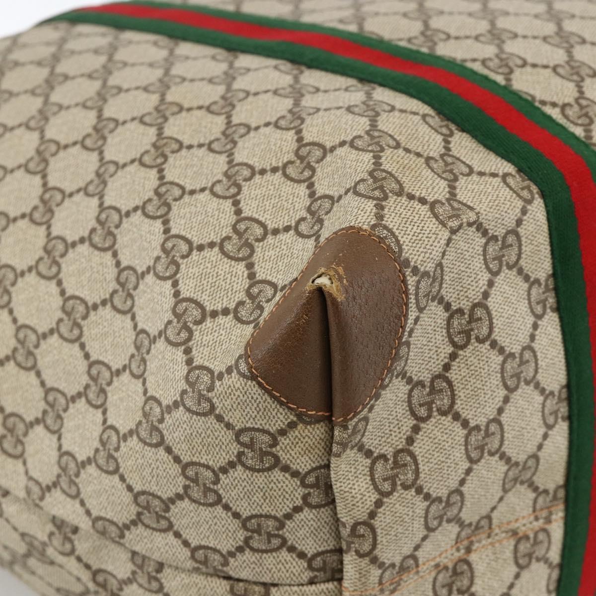 GUCCI GG Supreme Web Sherry Line Boston Bag PVC Beige Gold 89 19 012 Auth BAZ049