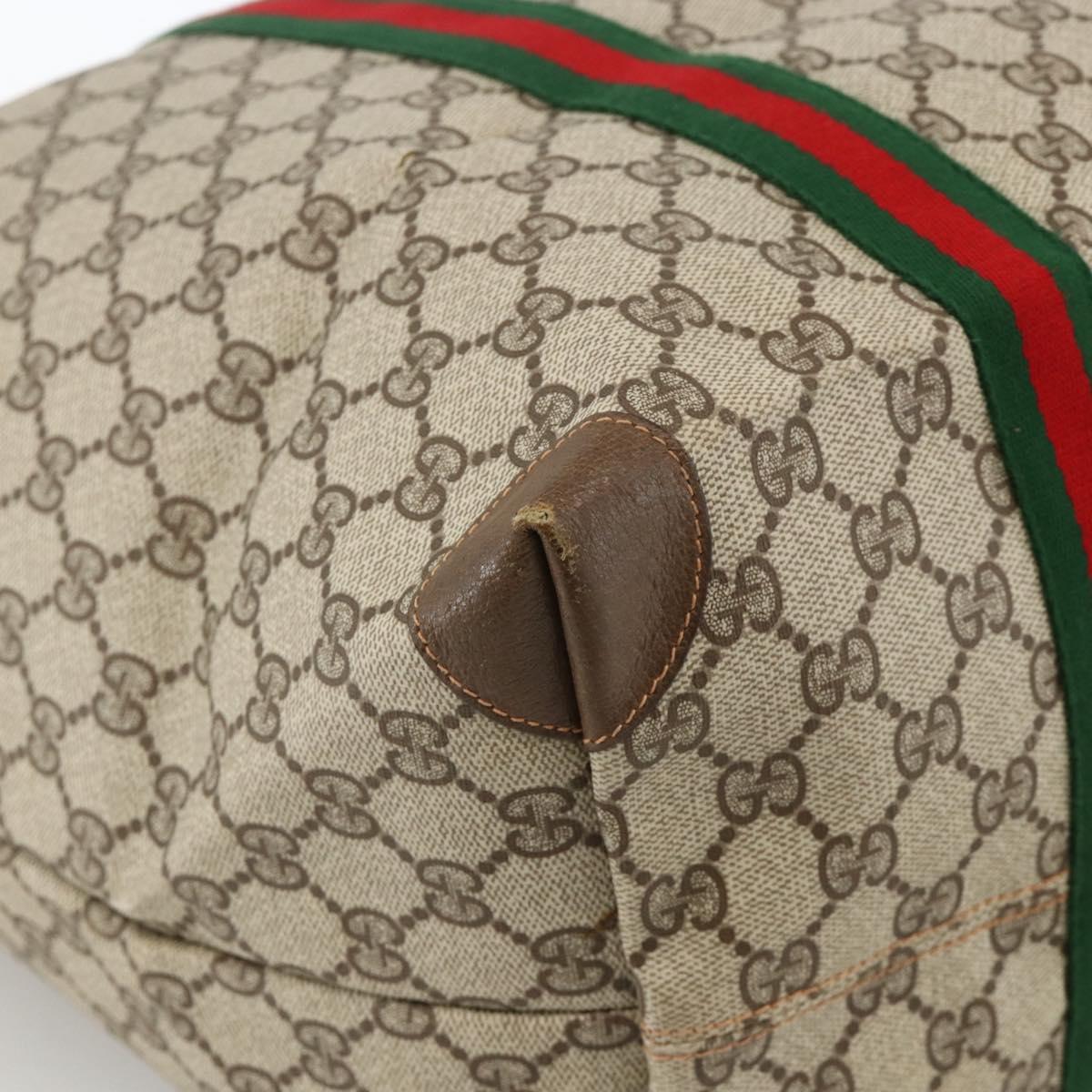 GUCCI GG Supreme Web Sherry Line Boston Bag PVC Beige Gold 89 19 012 Auth BAZ049