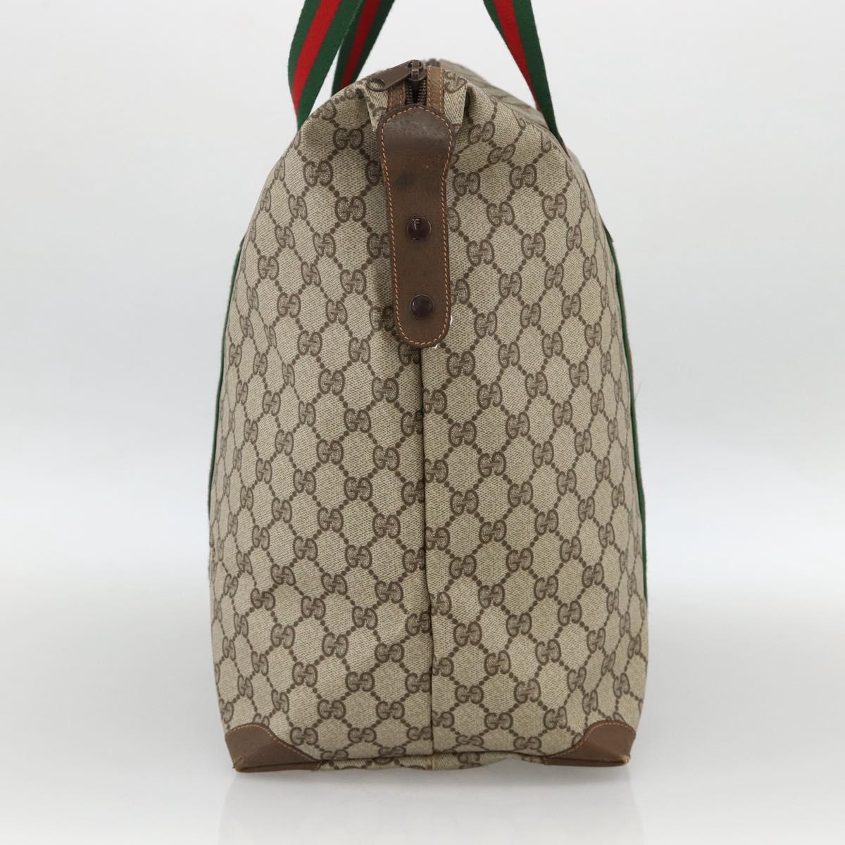 GUCCI GG Supreme Web Sherry Line Boston Bag PVC Beige Gold 89 19 012 Auth BAZ049