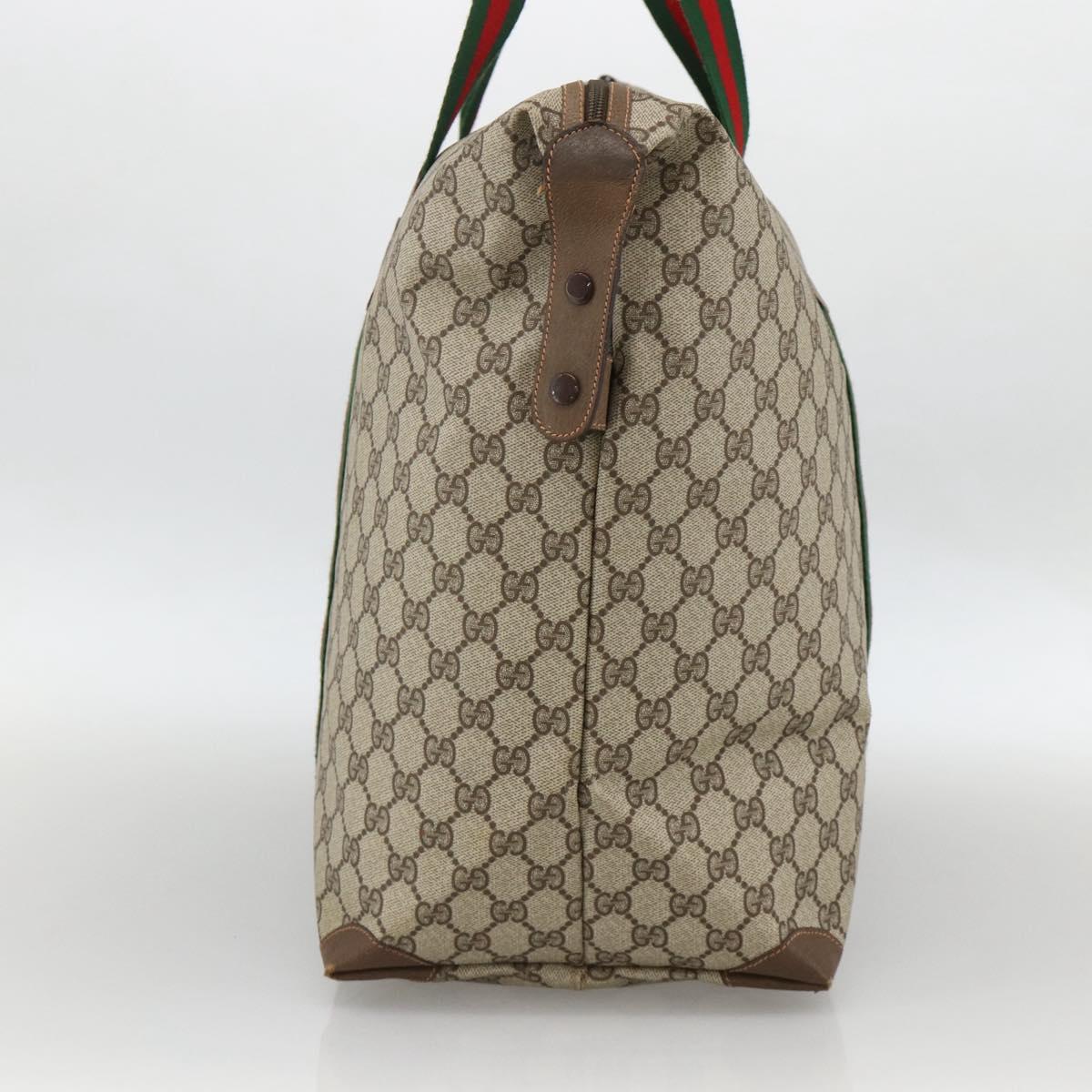 GUCCI GG Supreme Web Sherry Line Boston Bag PVC Beige Gold 89 19 012 Auth BAZ049
