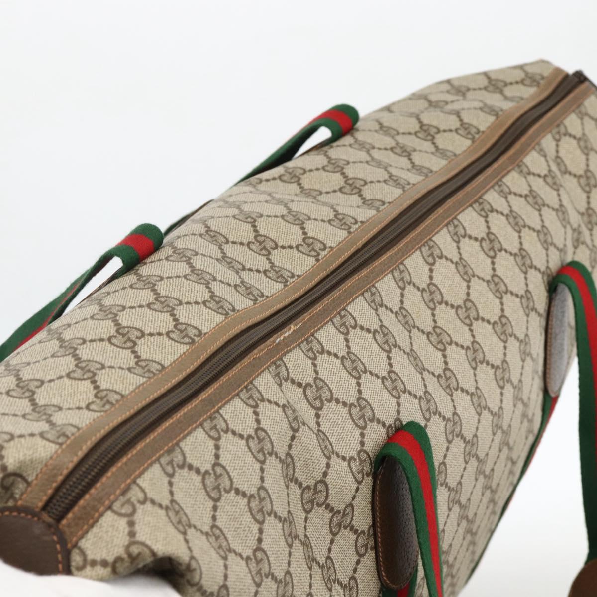 GUCCI GG Supreme Web Sherry Line Boston Bag PVC Beige Gold 89 19 012 Auth BAZ049