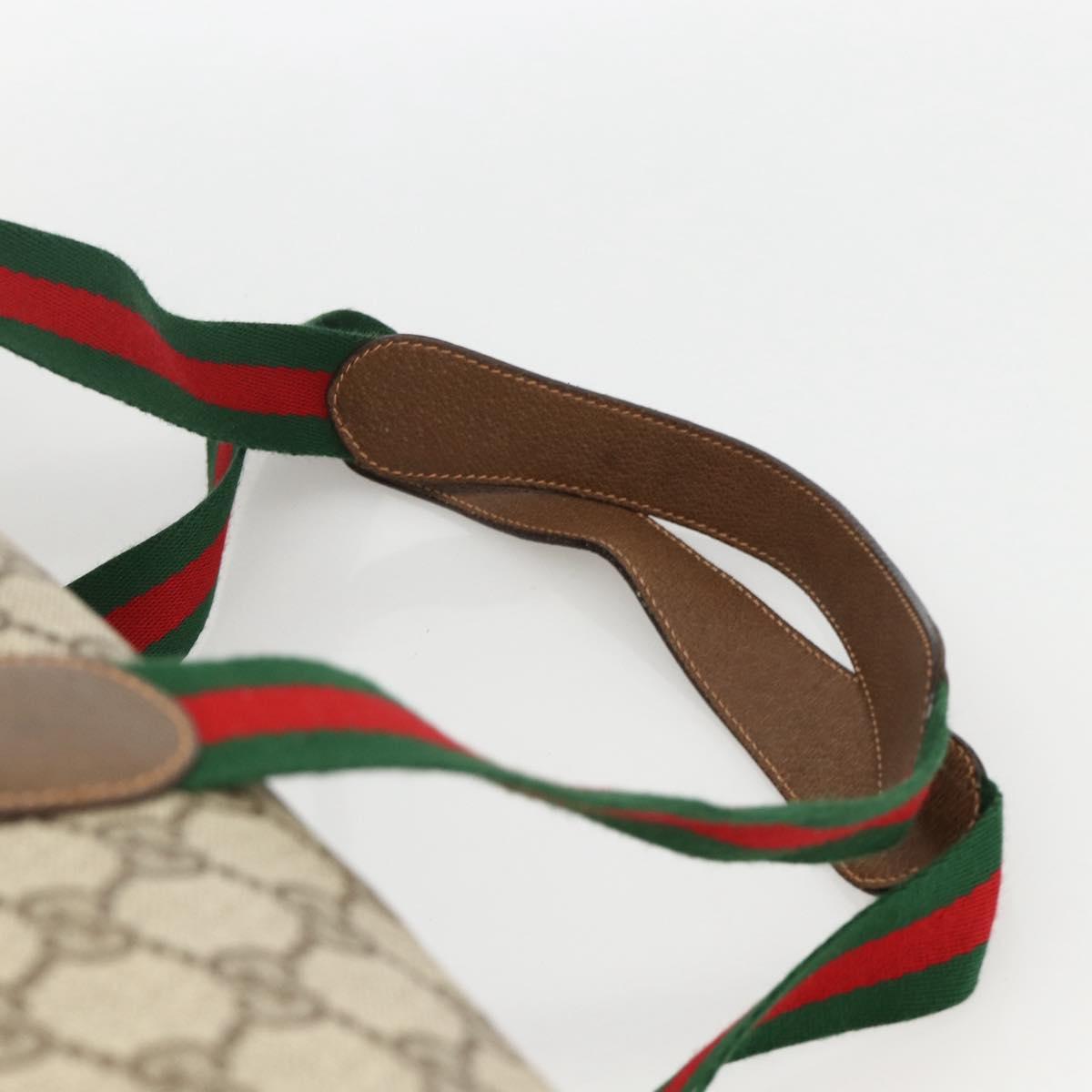GUCCI GG Supreme Web Sherry Line Boston Bag PVC Beige Gold 89 19 012 Auth BAZ049