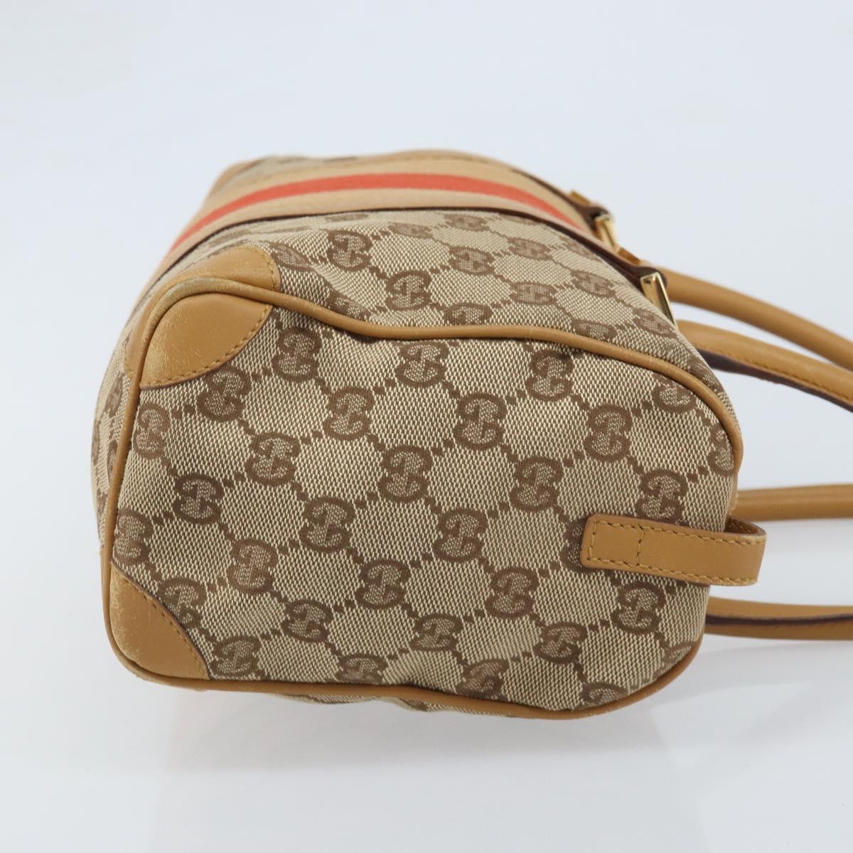 GUCCI GG Canvas Sherry Line Hand Bag Beige Gold 000 0851 Auth BAZ057