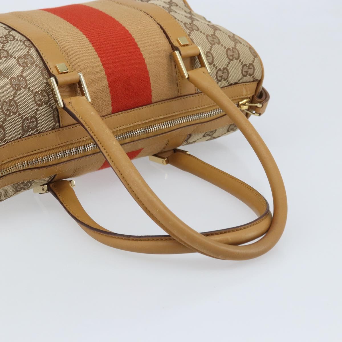 GUCCI GG Canvas Sherry Line Hand Bag Beige Gold 000 0851 Auth BAZ057