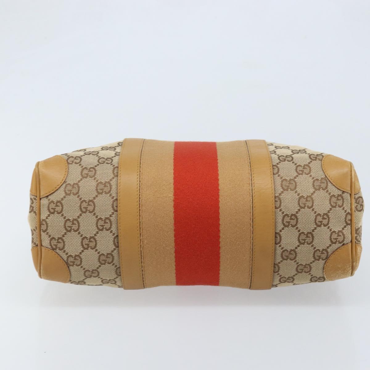 GUCCI GG Canvas Sherry Line Hand Bag Beige Gold 000 0851 Auth BAZ057