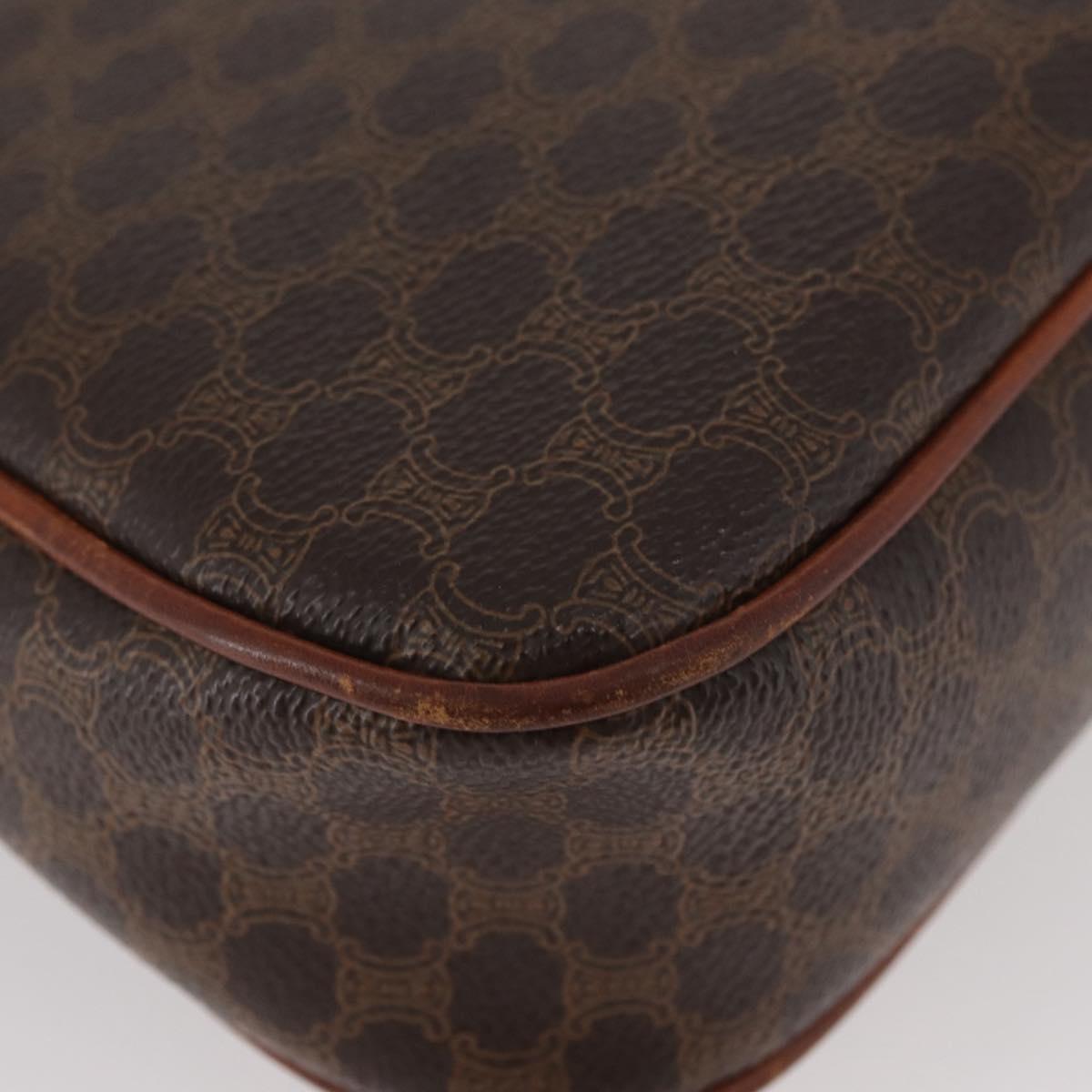 CELINE Macadam Canvas Shoulder Bag PVC Leather Brown Gold Auth BAZ059A