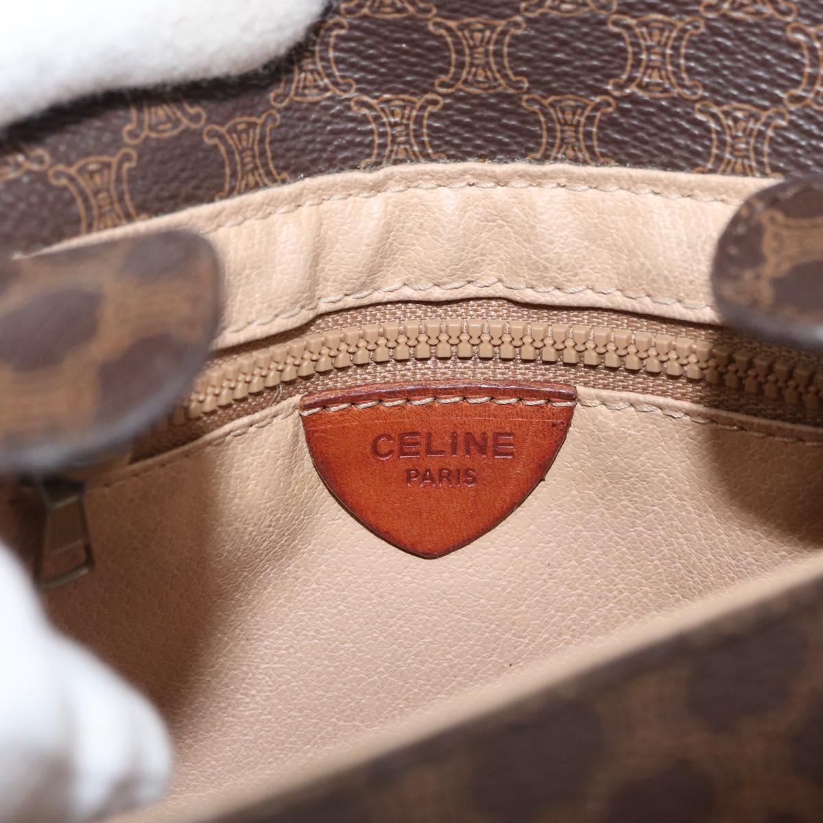 CELINE Macadam Canvas Shoulder Bag PVC Leather Brown Gold Auth BAZ059A