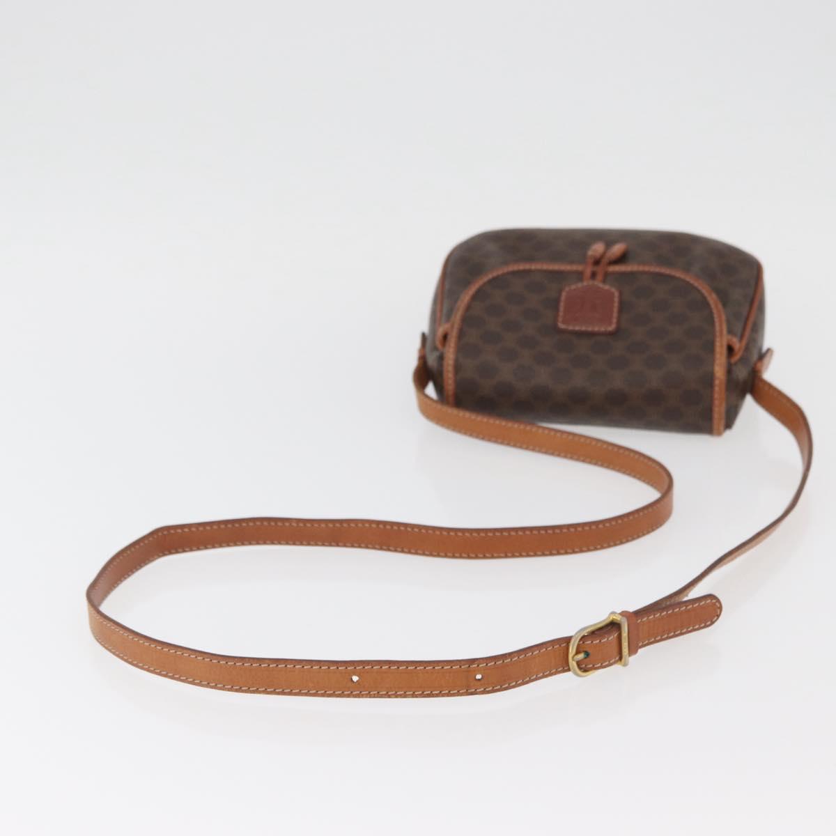 CELINE Macadam Canvas Shoulder Bag PVC Leather Brown Gold Auth BAZ059A