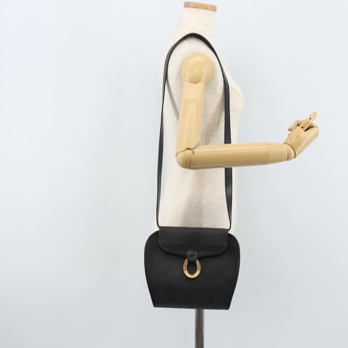 Christian Dior Trotter Canvas Shoulder Bag PVC Black Gold Auth BAZ068A