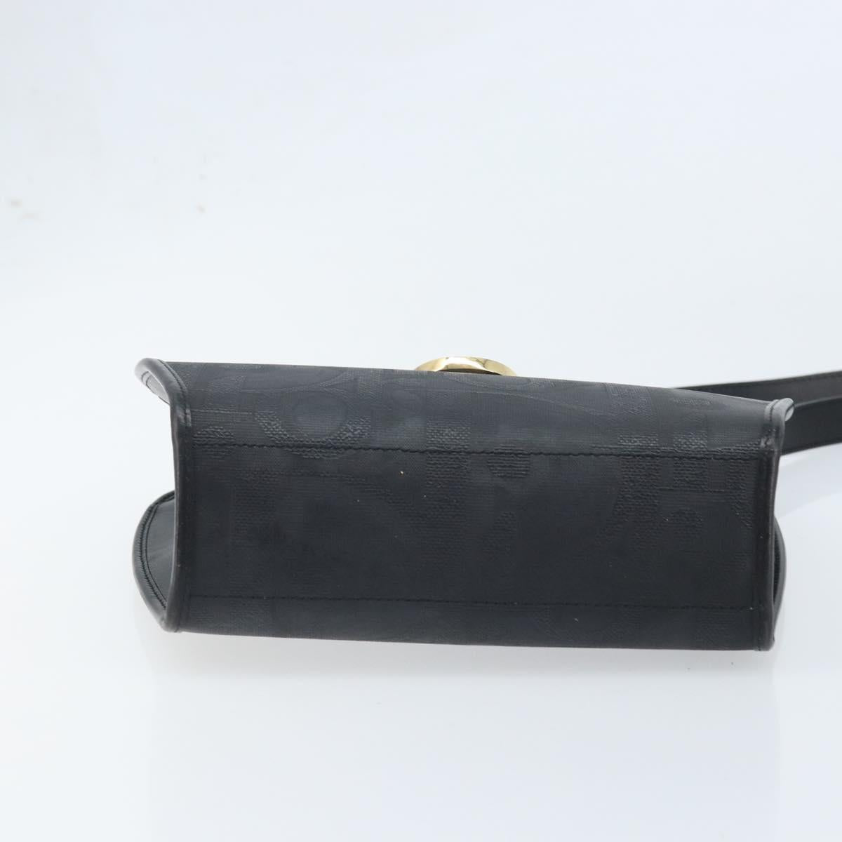Christian Dior Trotter Canvas Shoulder Bag PVC Black Gold Auth BAZ068A