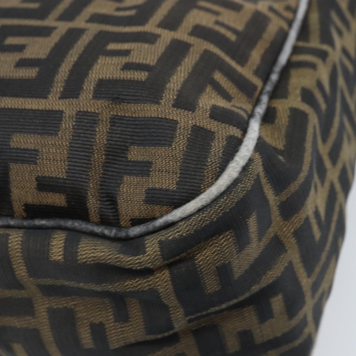 FENDI Zucca Canvas Shoulder Bag Black Brown Auth BAZ074