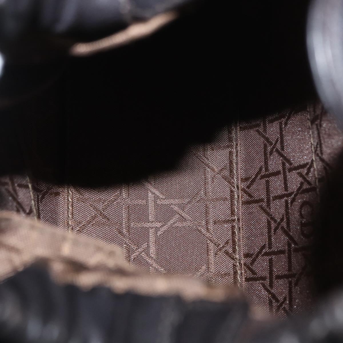 Christian Dior Maris Pearl Hand Bag Leather Dark Brown Auth BAZ076A