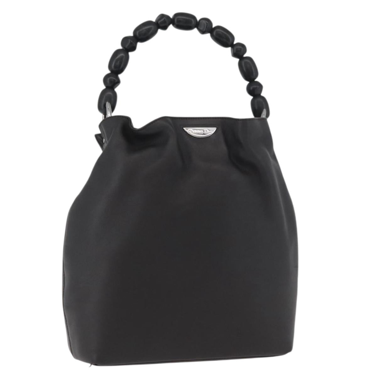 Christian Dior Maris Pearl Hand Bag Leather Dark Brown Auth BAZ076A