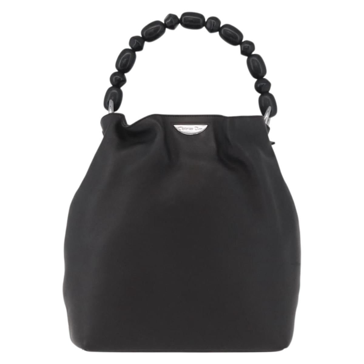 Christian Dior Maris Pearl Hand Bag Leather Dark Brown Auth BAZ076A