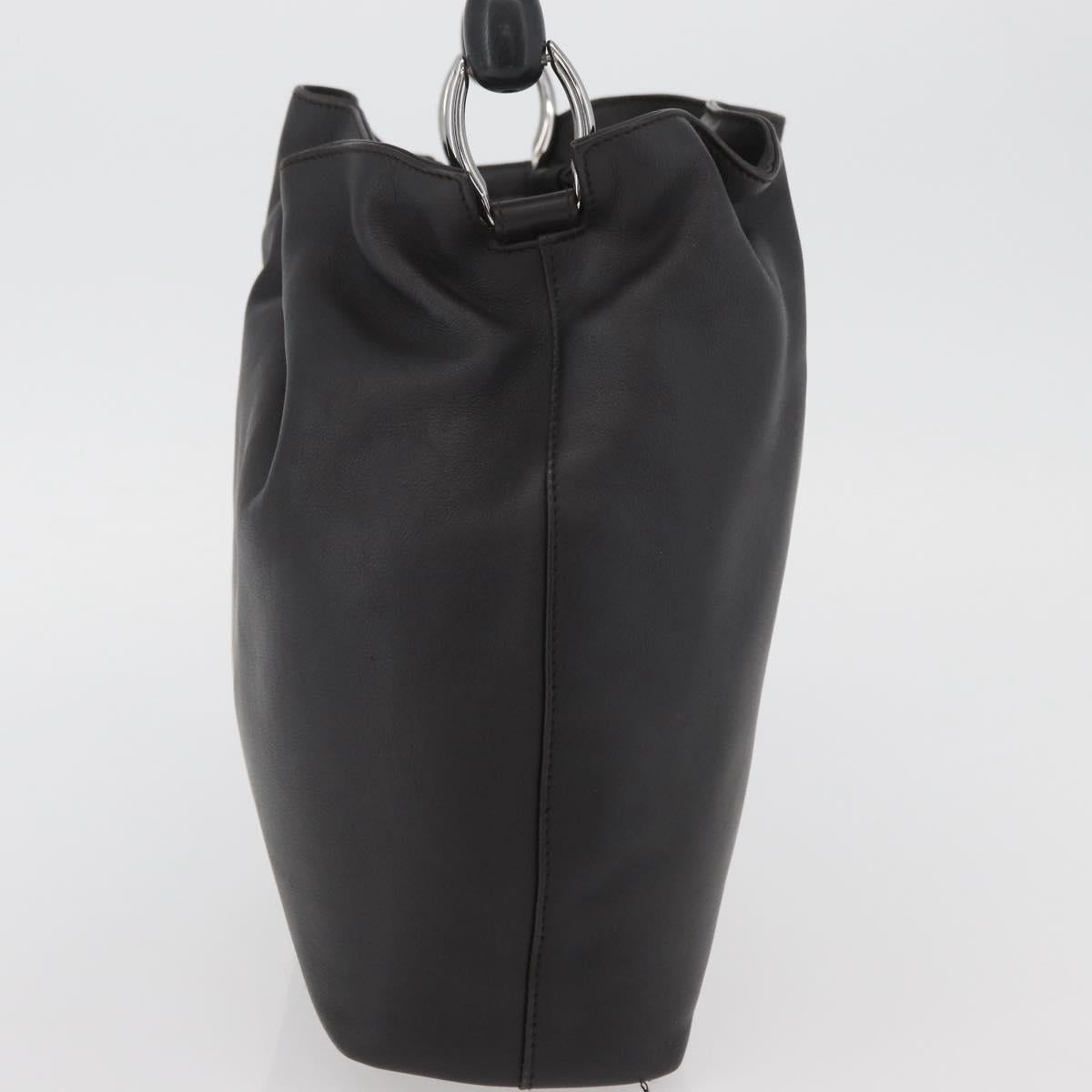 Christian Dior Maris Pearl Hand Bag Leather Dark Brown Auth BAZ076A