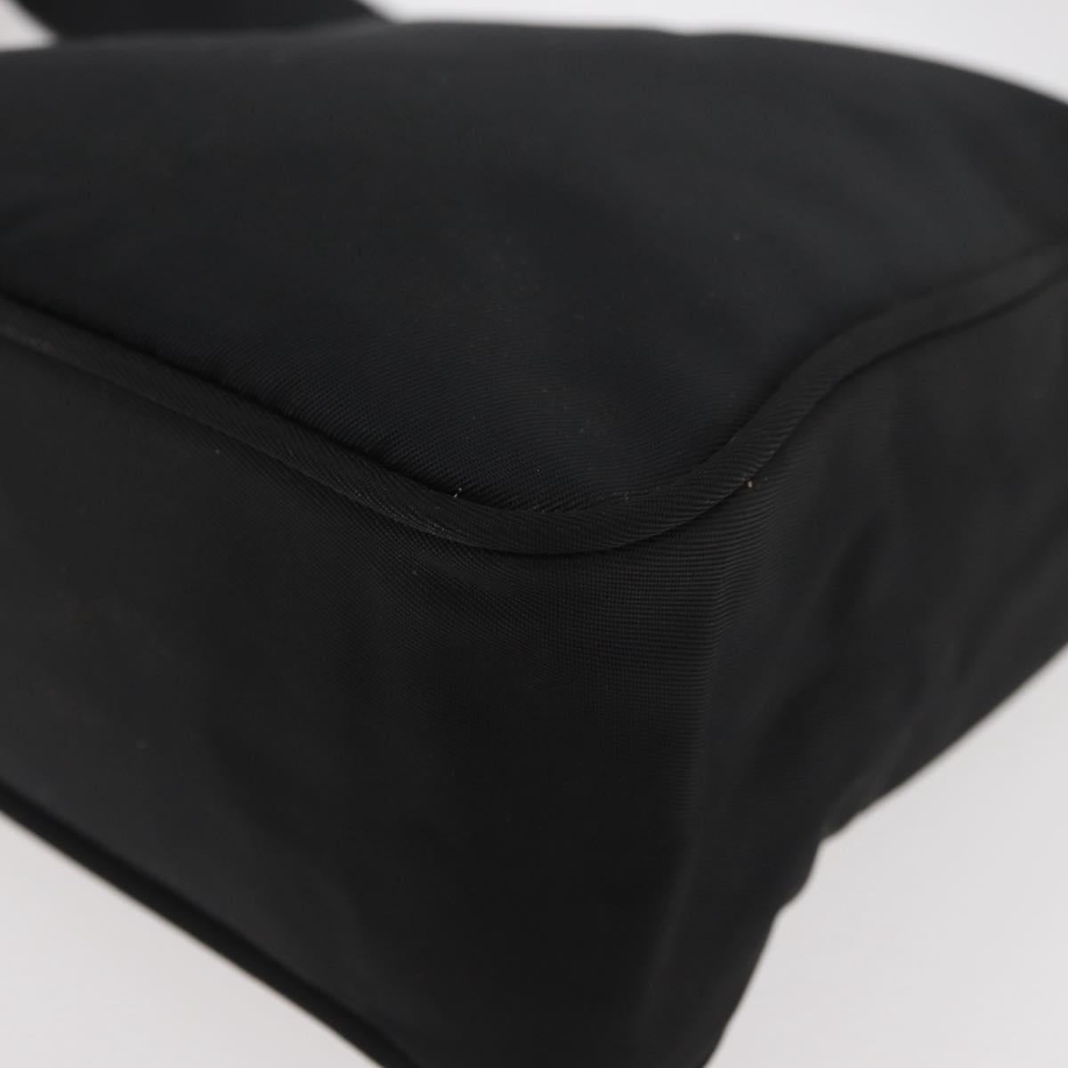 PRADA Hand Pouch Nylon Black Silver Auth BAZ078A