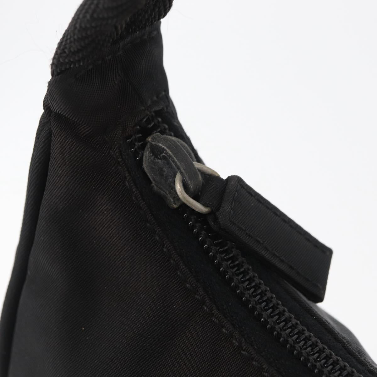 PRADA Hand Pouch Nylon Black Silver Auth BAZ078A