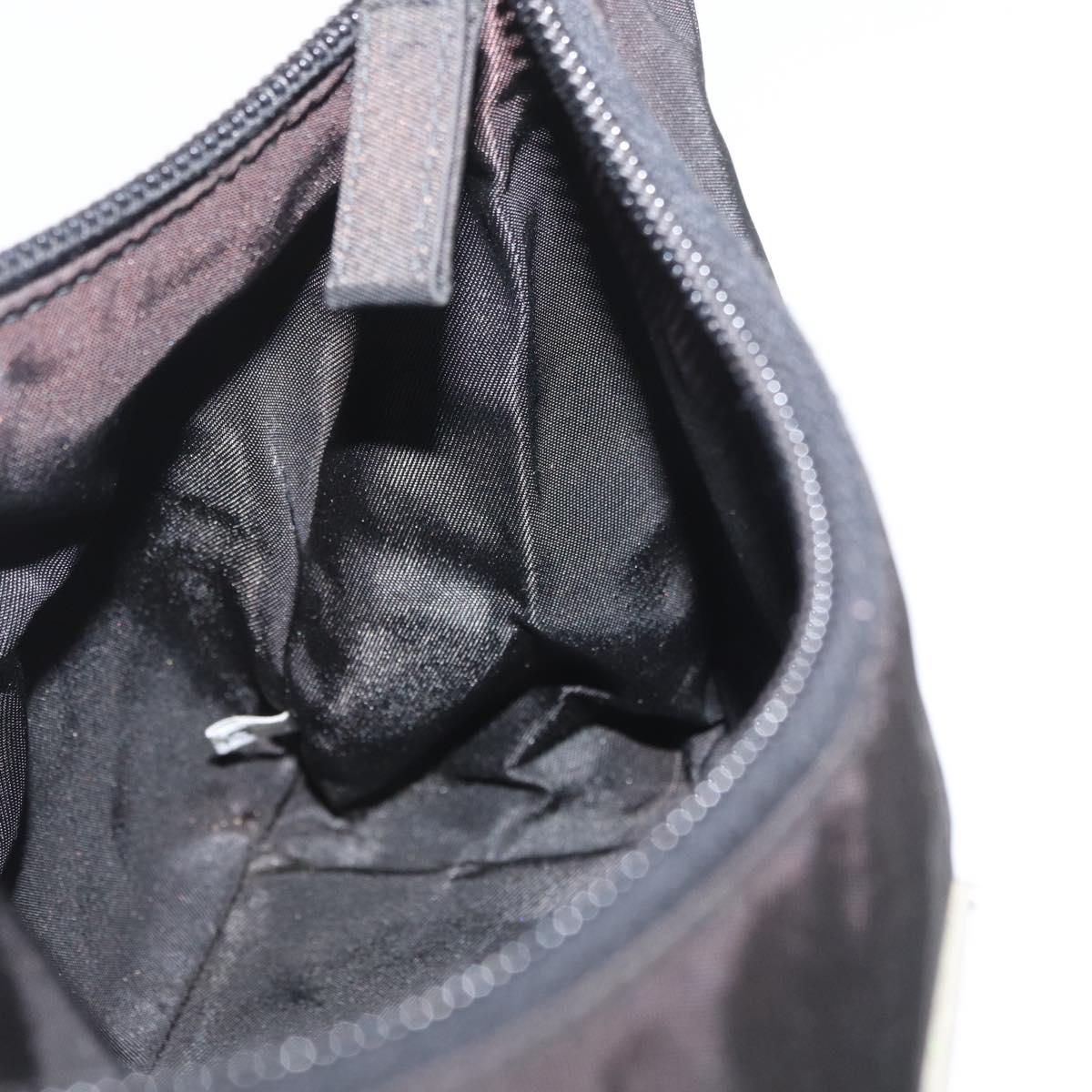 PRADA Hand Pouch Nylon Black Silver Auth BAZ078A