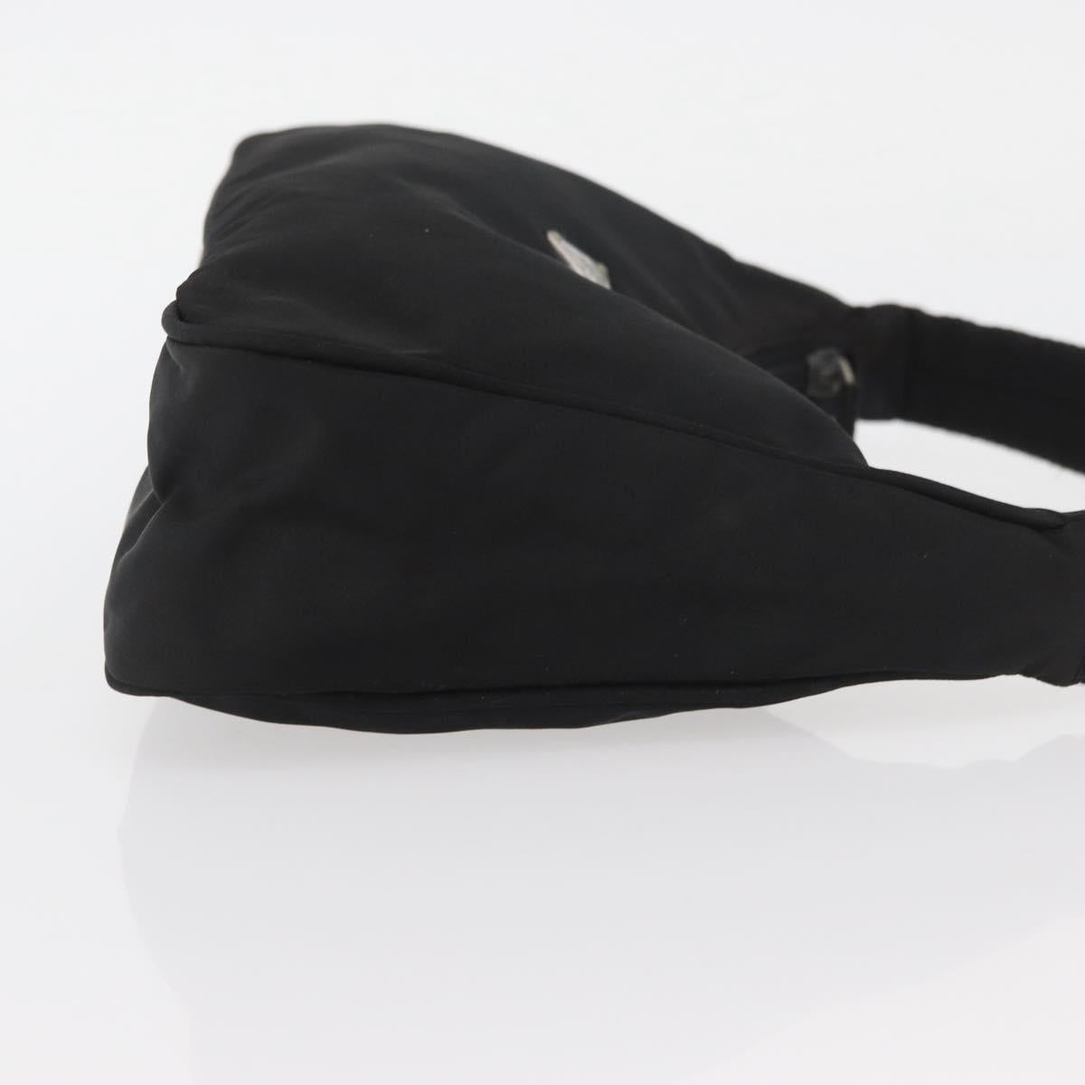 PRADA Hand Pouch Nylon Black Silver Auth BAZ078A