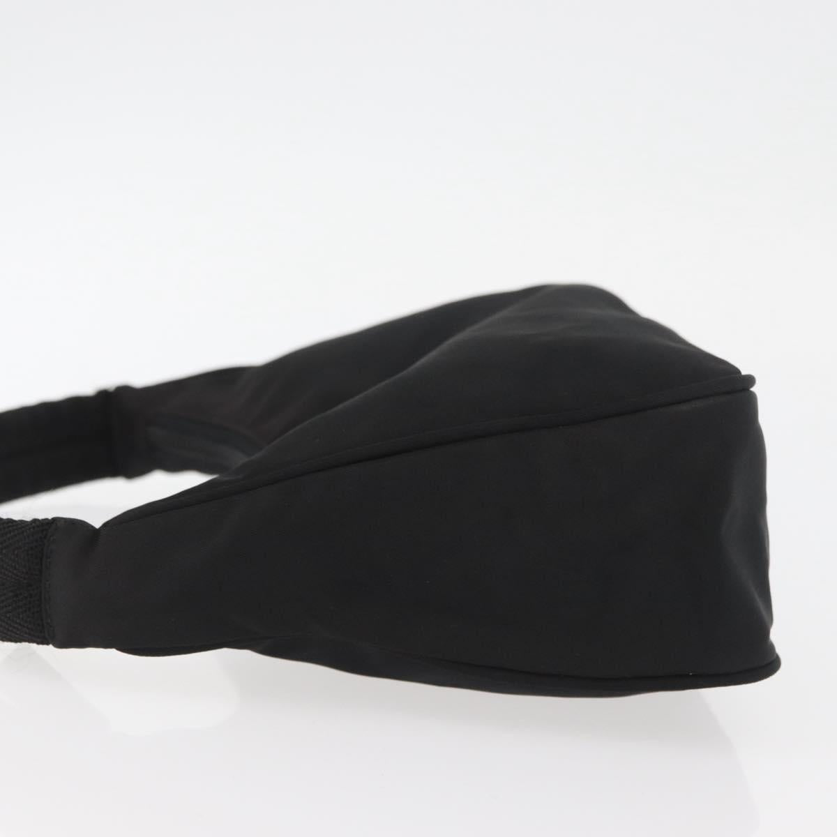 PRADA Hand Pouch Nylon Black Silver Auth BAZ078A