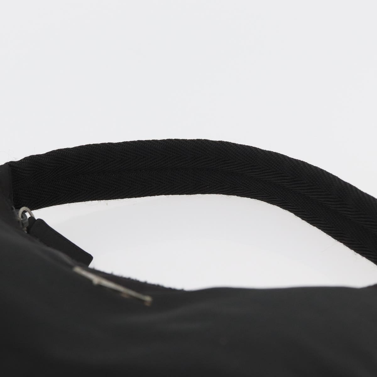 PRADA Hand Pouch Nylon Black Silver Auth BAZ078A