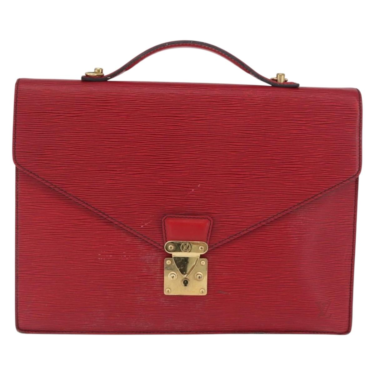 LOUIS VUITTON Epi Porte Documents Bandouliere Briefcase Red LV Auth BAZ082