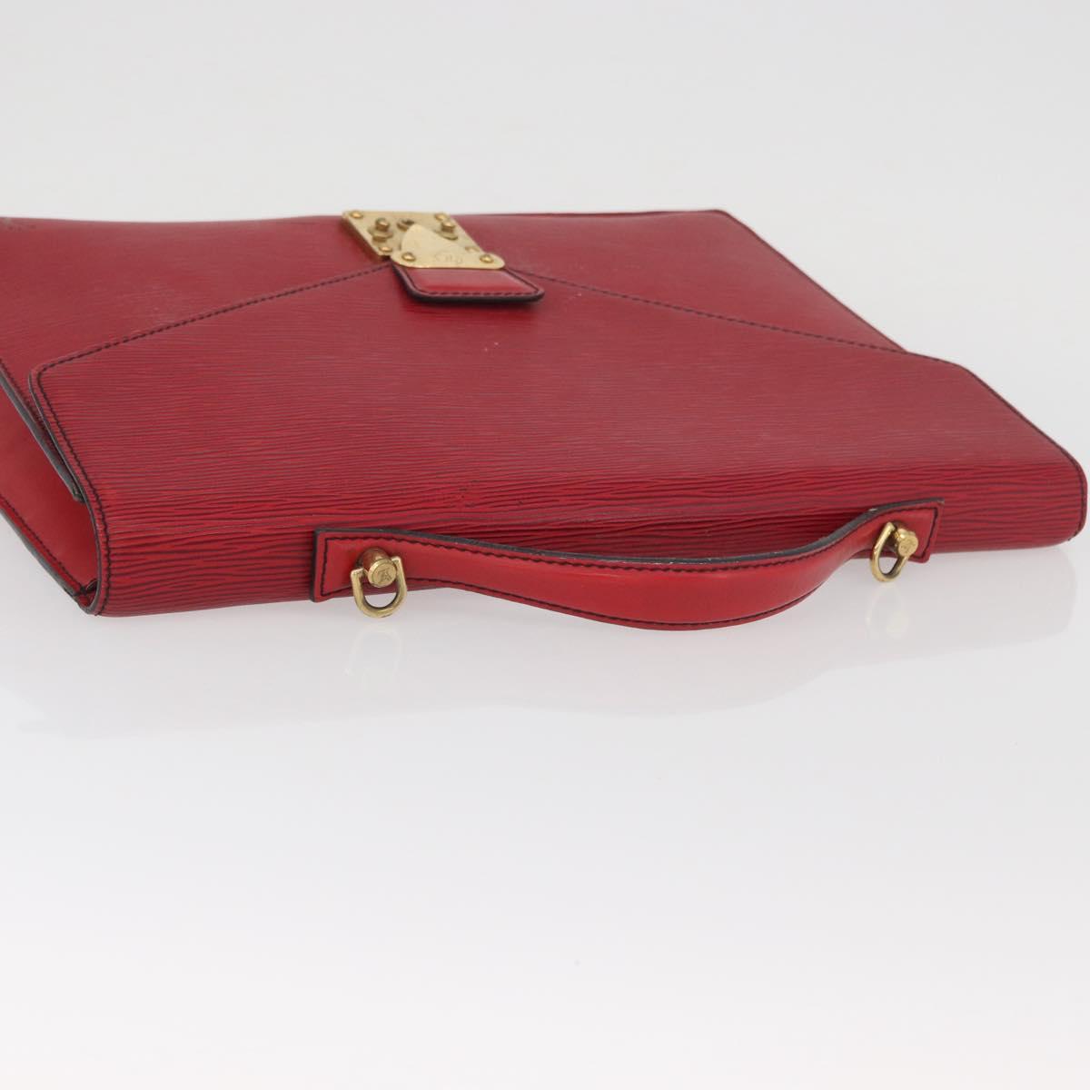 LOUIS VUITTON Epi Porte Documents Bandouliere Briefcase Red LV Auth BAZ082
