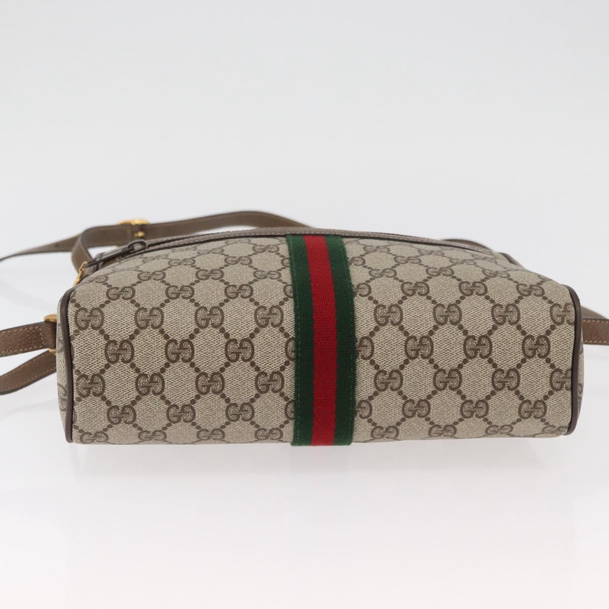 GUCCI GG Supreme Web Sherry Line Bag PVC Beige Gold 24 02 005 Auth BAZ088