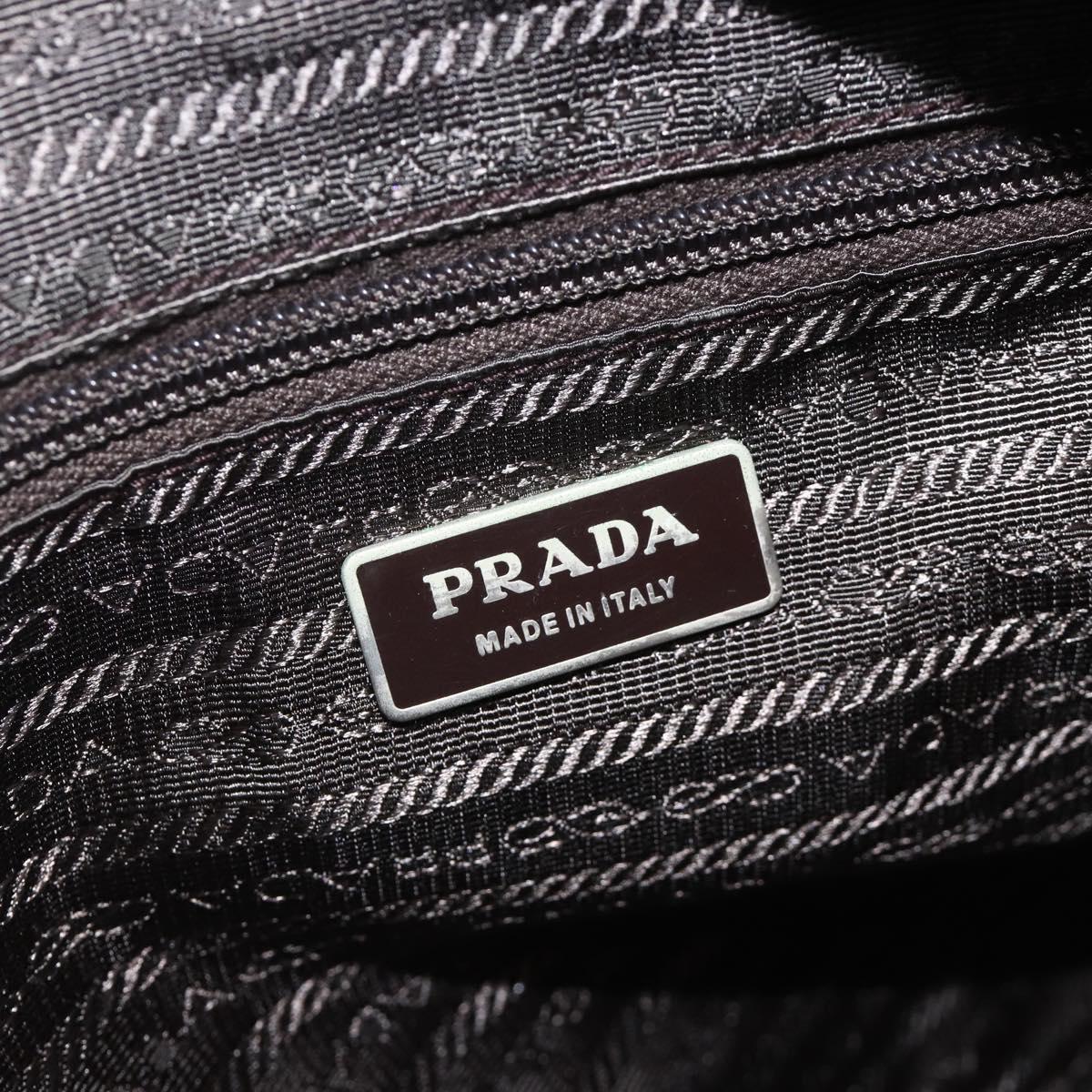 PRADA Shoulder Bag Nylon Khaki Silver Auth BAZ105A