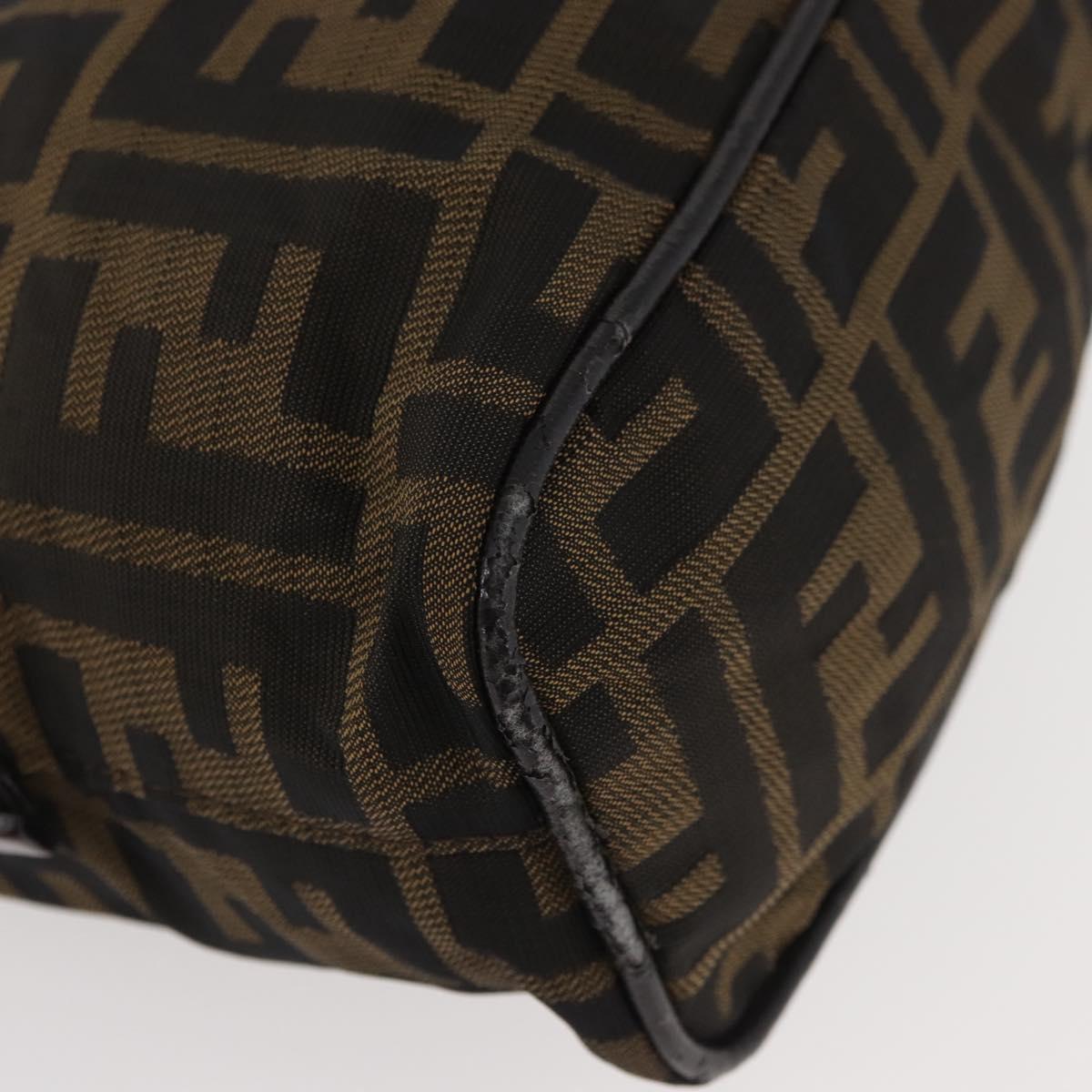 FENDI Zucca Canvas Hand Bag Brown Black Auth BAZ109