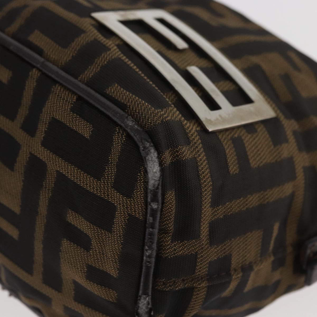 FENDI Zucca Canvas Hand Bag Brown Black Auth BAZ109