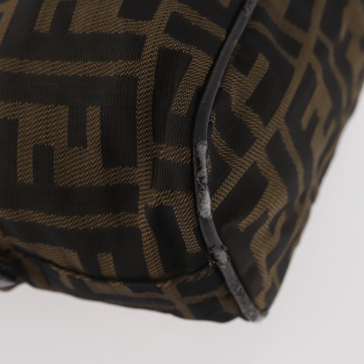 FENDI Zucca Canvas Hand Bag Brown Black Auth BAZ109