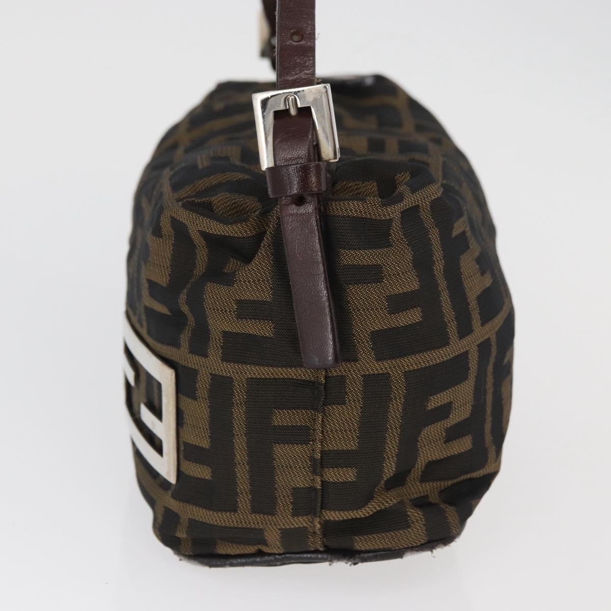 FENDI Zucca Canvas Hand Bag Brown Black Auth BAZ109