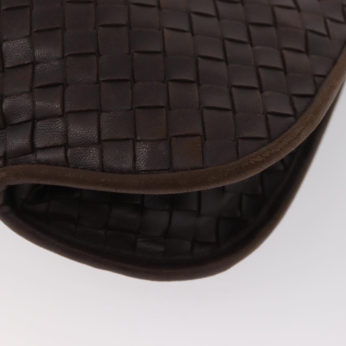 BOTTEGA VENETA INTRECCIATO Hand Bag Leather Brown Gold Auth BAZ111A