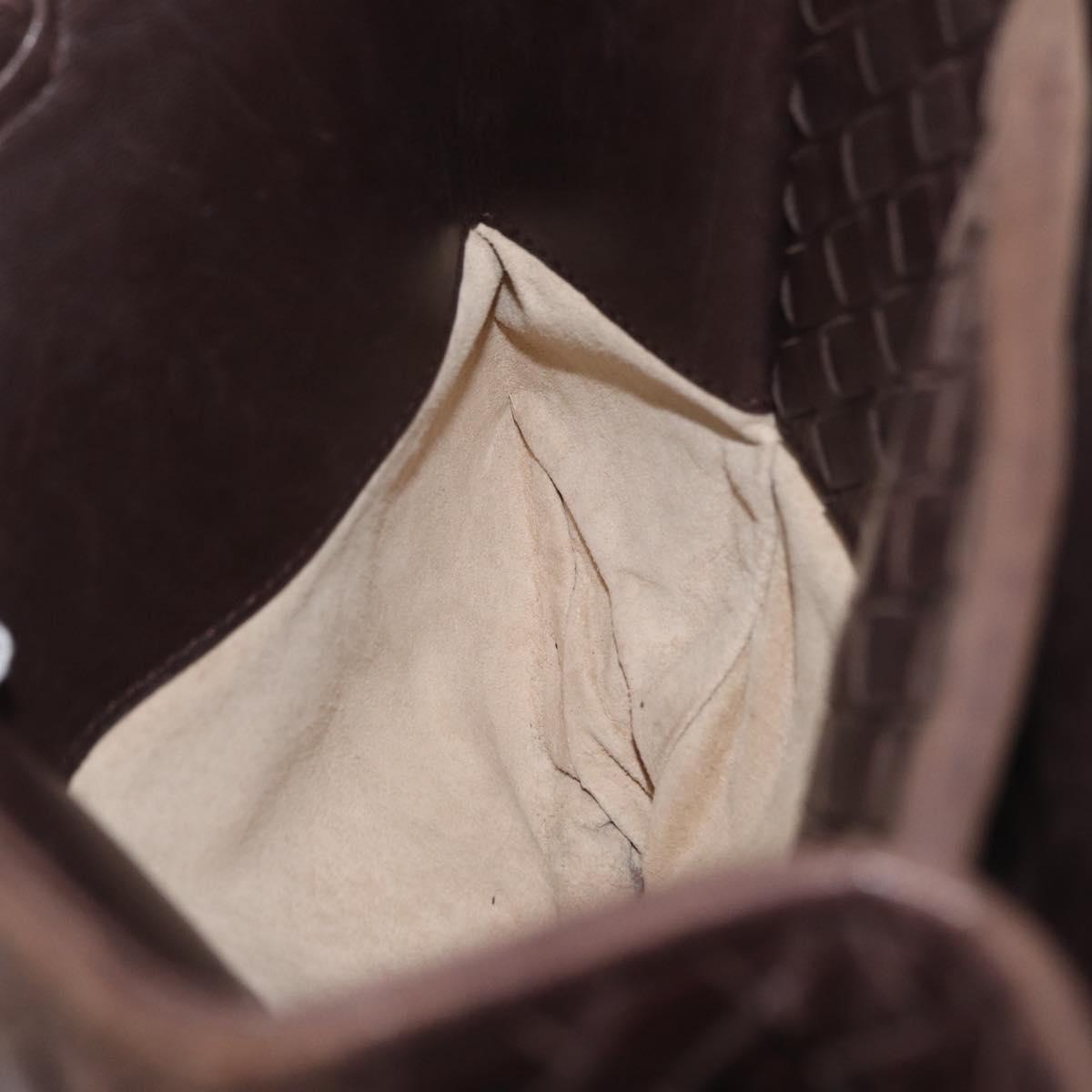 BOTTEGA VENETA INTRECCIATO Hand Bag Leather Brown Gold Auth BAZ111A