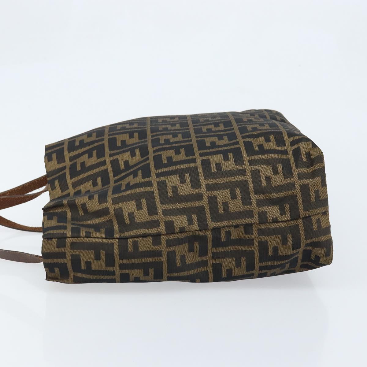 FENDI Zucca Canvas Tote Bag Black Brown Auth BAZ112