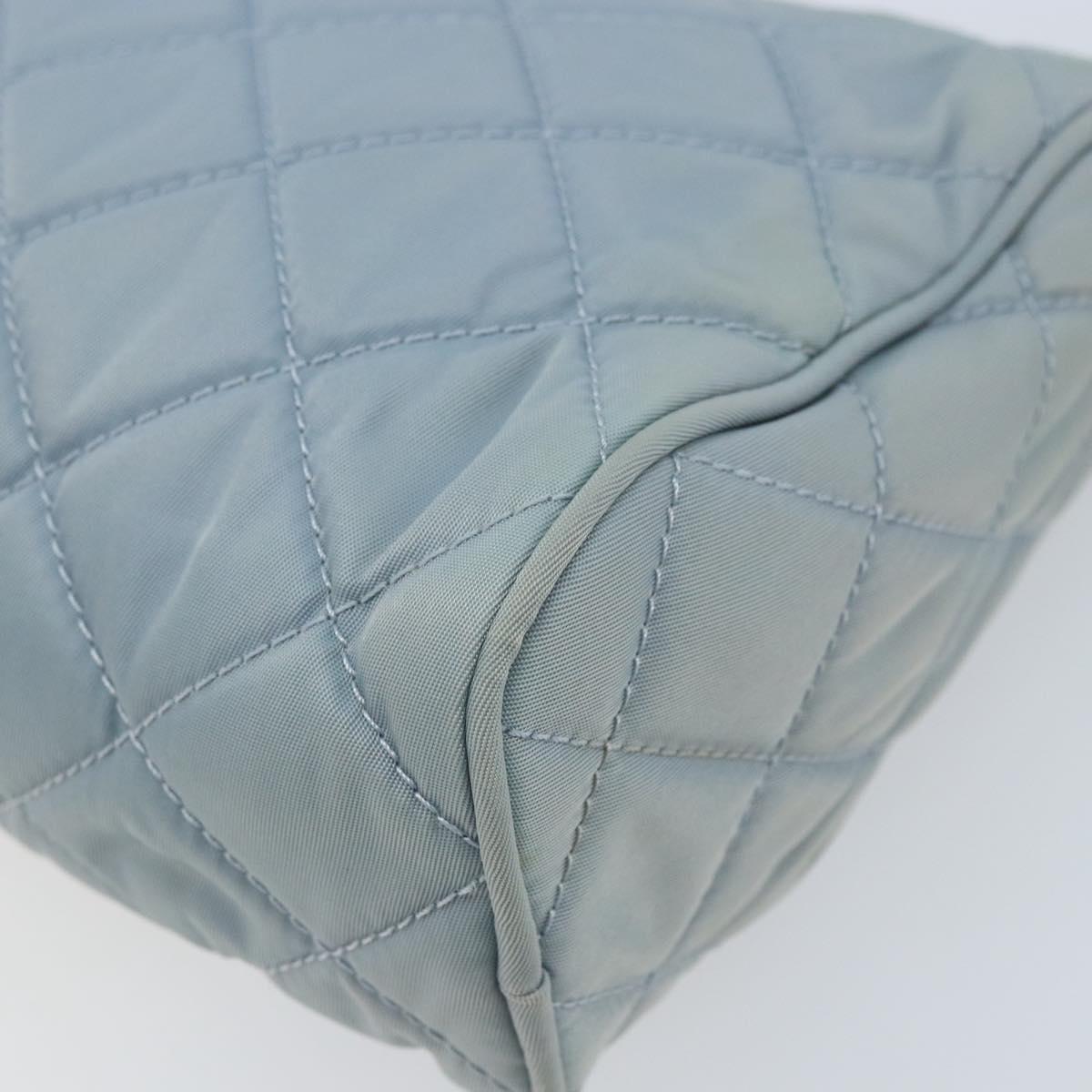 PRADA Pouch Nylon Light Blue Silver Auth BAZ116A