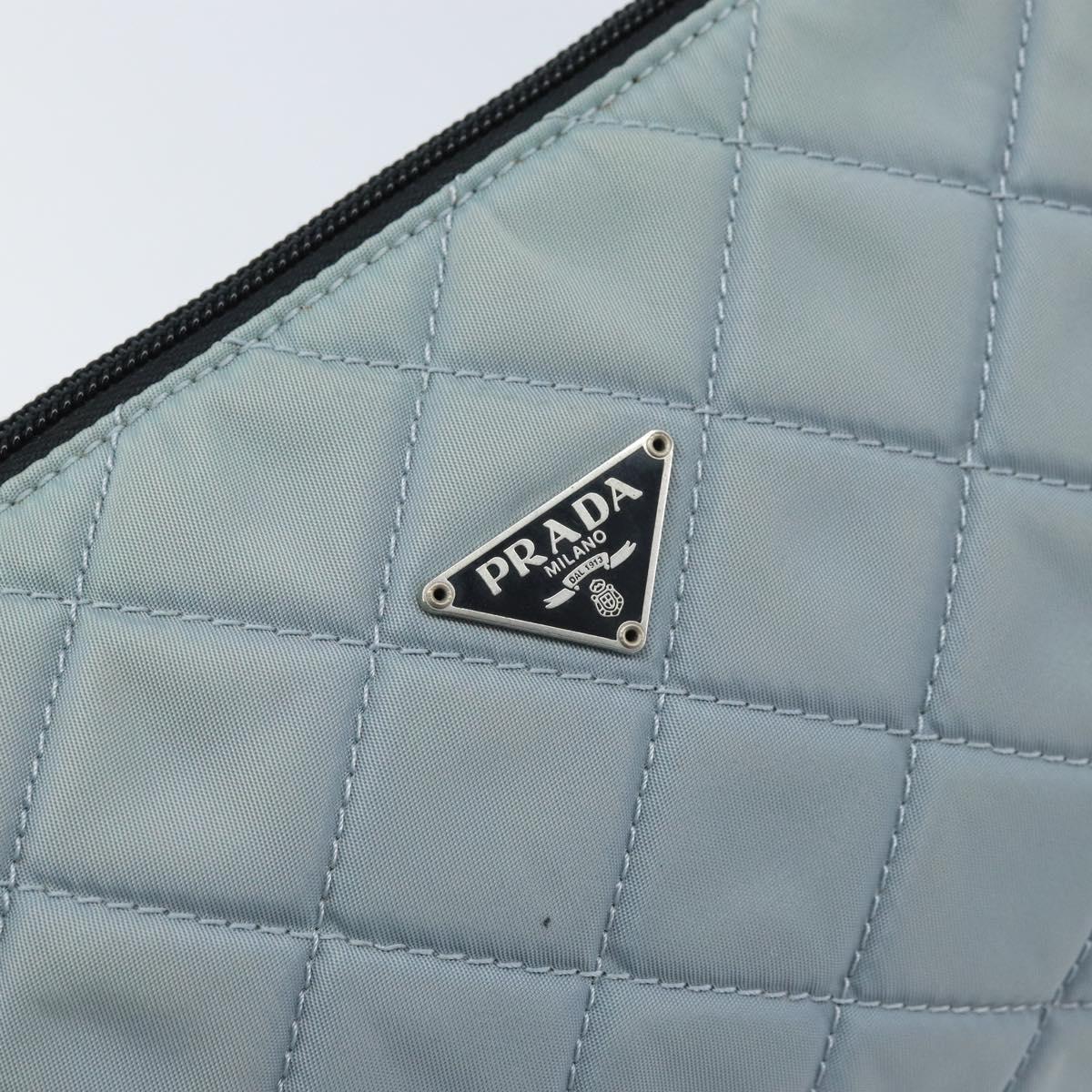 PRADA Pouch Nylon Light Blue Silver Auth BAZ116A