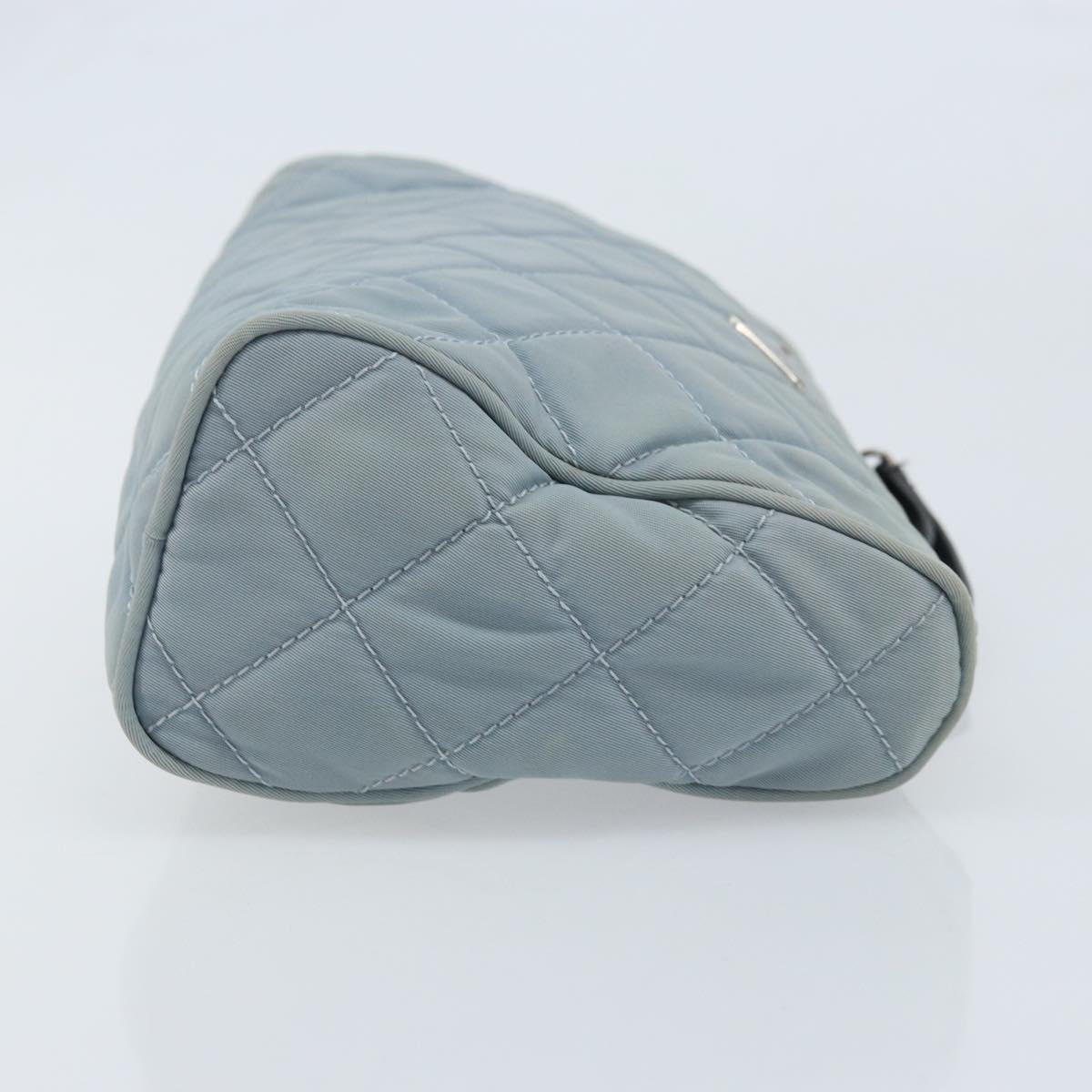 PRADA Pouch Nylon Light Blue Silver Auth BAZ116A