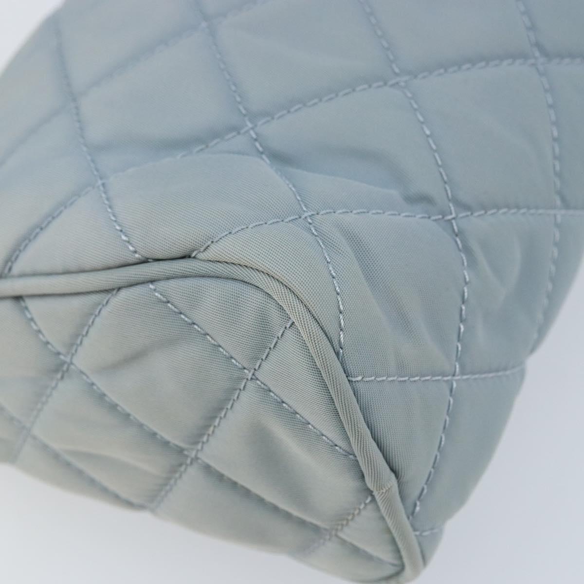 PRADA Pouch Nylon Light Blue Silver Auth BAZ116A
