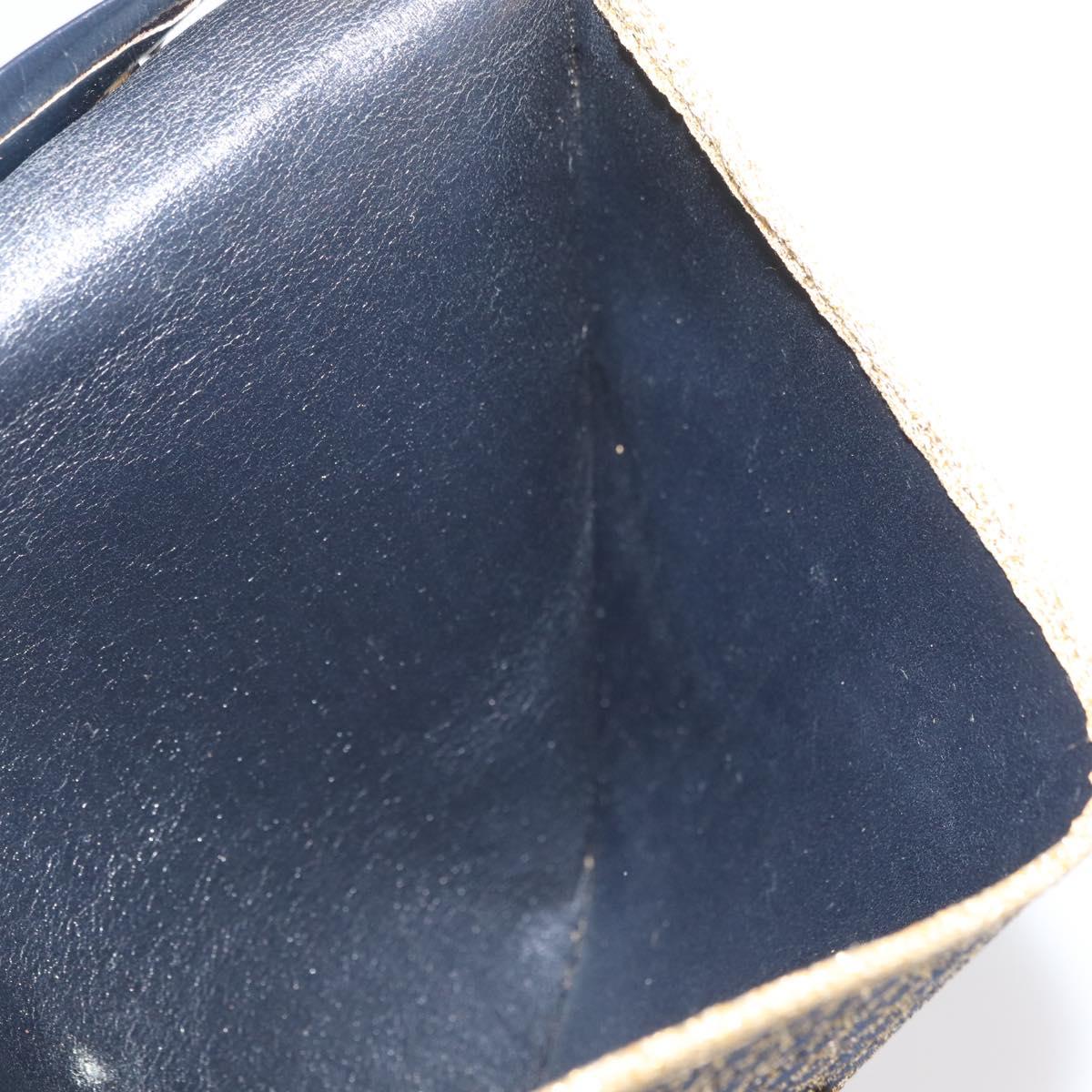 Christian Dior Trotter Canvas Chain Shoulder Bag Navy Gold Auth BAZ118A