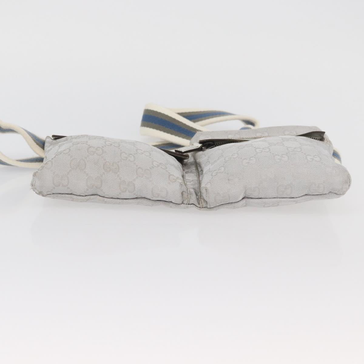 GUCCI GG Canvas Sherry Line Waist Bag Silver 28566 Auth BAZ127