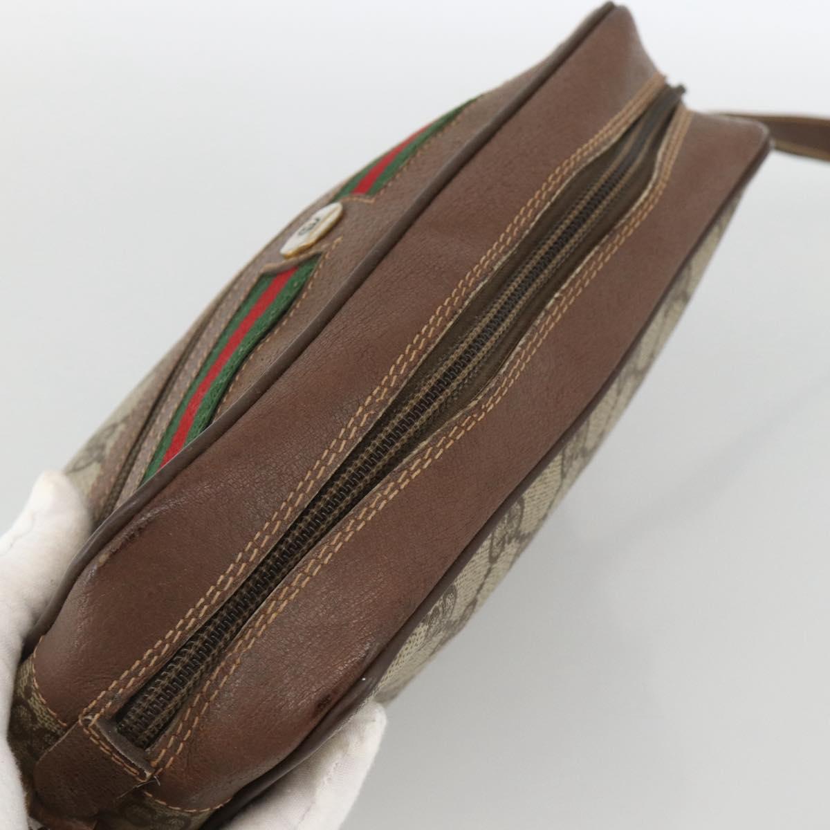 GUCCI GG Supreme Web Sherry Line Bag PVC Beige Gold 001 115 6655 Auth BAZ128