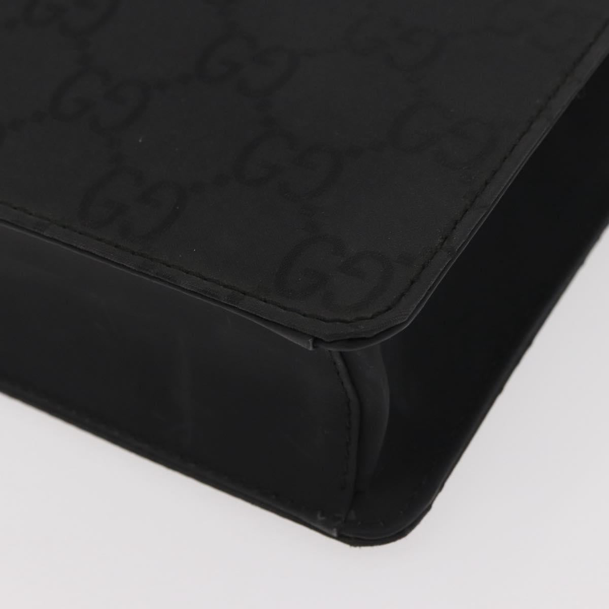 GUCCI GG Canvas Business Bag Nylon Black Silver 015 0235 Auth BAZ135A