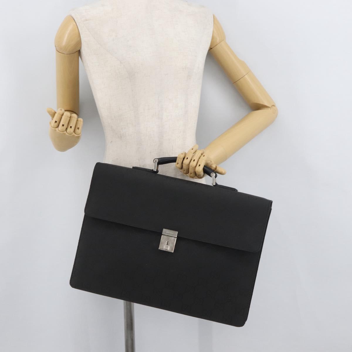 GUCCI GG Canvas Business Bag Nylon Black Silver 015 0235 Auth BAZ135A