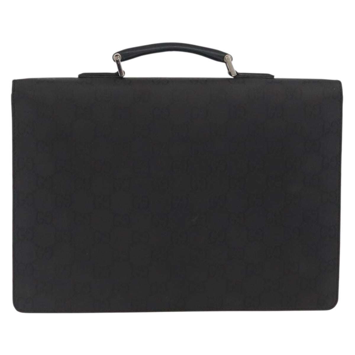 GUCCI GG Canvas Business Bag Nylon Black Silver 015 0235 Auth BAZ135A
